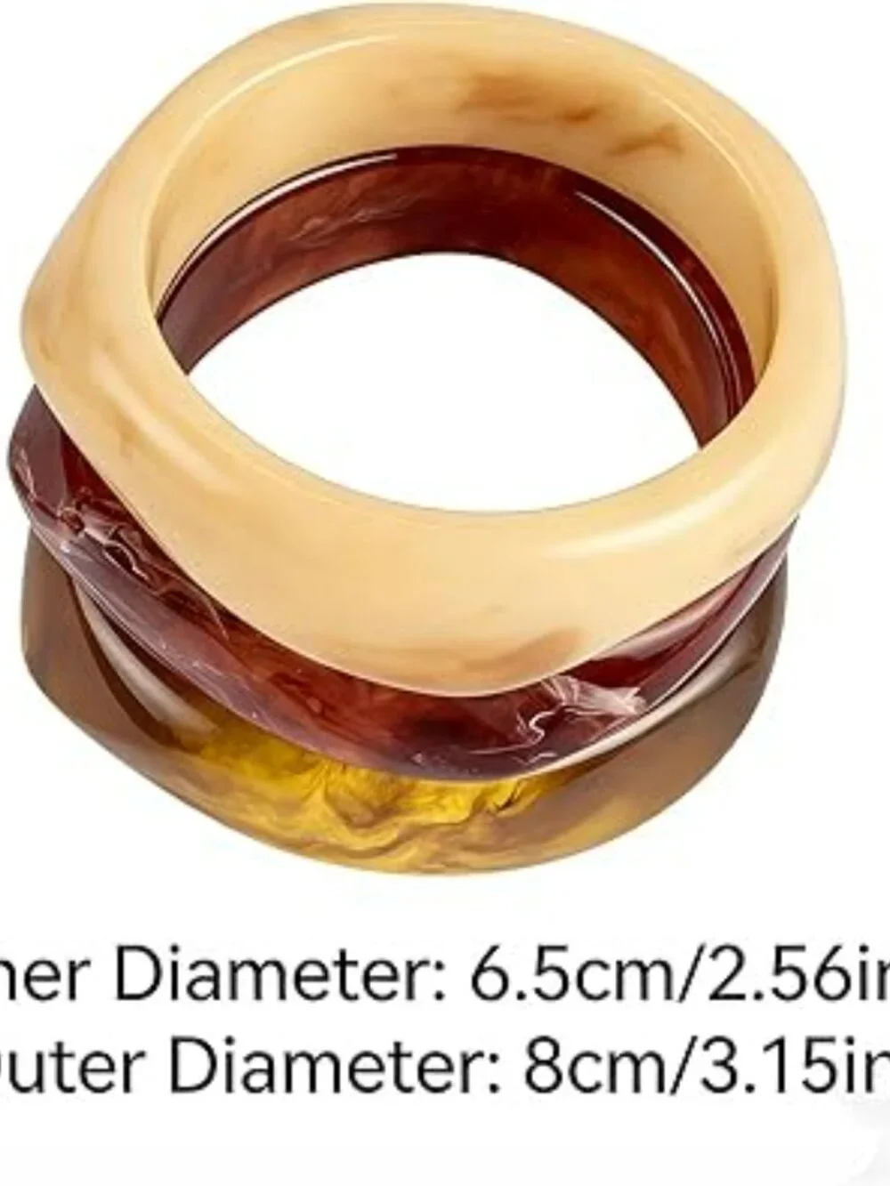 NEW Resin Chunky Oversized Bracelet Set Resin Stackable Thick Bangle Jewelry - Picture 6 of 6